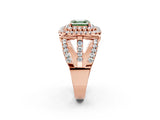 Rose gold Double Halo Fancy Green Asscher Cut Diamond Split Shank Pave Set Ring_5
