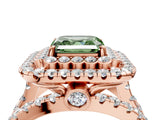 Rose gold Double Halo Fancy Green Asscher Cut Diamond Split Shank Pave Set Ring_7