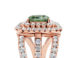 Rose gold Double Halo Fancy Green Asscher Cut Diamond Split Shank Pave Set Ring_8