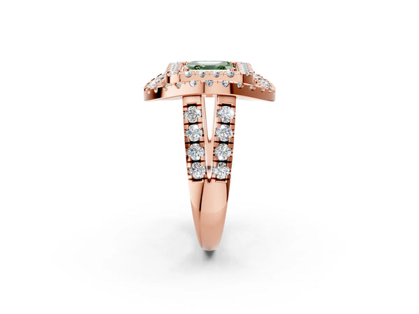 Rose Gold Asscher Cut Halo Engagement Ring Setting for Fancy Green Center - Design RJ-762