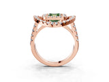 Rose gold Double Halo Fancy Green Asscher Cut Diamond Split Shank Prong Setting Ring_3