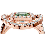 Rose gold Double Halo Fancy Green Asscher Cut Diamond Split Shank Prong Setting Ring_4