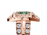 Rose gold Double Halo Fancy Green Asscher Cut Diamond Split Shank Prong Setting Ring_5