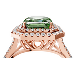 Rose gold Double Halo Fancy Green Asscher  Cut Diamond Split Shank Ring with Four Prong Setting_4