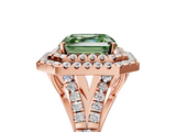 Rose gold Double Halo Fancy Green Asscher  Cut Diamond Split Shank Ring with Four Prong Setting_5