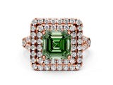 Rose gold Double Halo Fancy Green Asscher  Cut Pave Split Shank Prong Set Ring_15