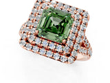 Rose gold Double Halo Fancy Green Asscher  Cut Pave Split Shank Prong Set Ring_16