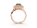 Rose gold Double Halo Fancy Green Asscher  Cut Pave Split Shank Prong Set Ring_18