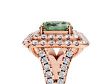 Rose gold Double Halo Fancy Green Asscher  Cut Pave Split Shank Prong Set Ring_20