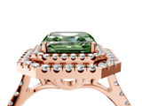 Rose gold Double Halo Fancy Green Asscher  Diamond Pave Band with Four-Prong Setting_4