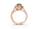 Rose gold Double Halo Fancy Green Cushion -Shaped Split Shank Diamond Ring with Prong Setting_18