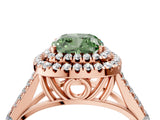 Rose gold Double Halo Fancy Green Cushion -Shaped Split Shank Diamond Ring with Prong Setting_19
