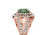 Rose gold Double Halo Fancy Green Cushion -Shaped Split Shank Diamond Ring with Prong Setting_20