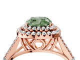 Rose gold Double Halo Fancy Green Cushion Cut Diamond Split Shank Engagement Ring with Four-Prong Setting_7