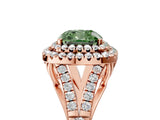 Rose gold Double Halo Fancy Green Cushion Cut Diamond Split Shank Engagement Ring with Four-Prong Setting_8