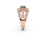Rose gold Double Halo Fancy Green Cushion Cut Diamond Split Shank Pave Set Ring_5