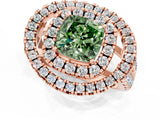 Rose gold Double Halo Fancy Green Cushion Cut Diamond Split Shank Prong Setting Ring_1