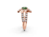 Rose gold Double Halo Fancy Green Cushion Cut Diamond Split Shank Prong Setting Ring_2