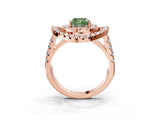 Rose gold Double Halo Fancy Green Cushion Cut Diamond Split Shank Prong Setting Ring_3