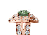 Rose gold Double Halo Fancy Green Cushion Cut Diamond Split Shank Prong Setting Ring_5