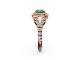 Rose gold Double Halo Fancy Green Cushion  Cut Diamond Split Shank Ring with Four Prong Setting_21