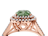 Rose gold Double Halo Fancy Green Cushion  Cut Diamond Split Shank Ring with Four Prong Setting_23