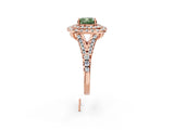 Rose gold Double Halo Fancy Green Cushion  Cut Pave Split Shank Prong Set Ring_17