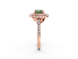 Rose gold Double Halo Fancy Green Cushion  Diamond Pave Band with Four-Prong Setting_45
