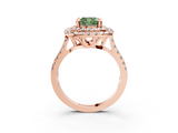 Rose gold Double Halo Fancy Green Cushion  Diamond Pave Band with Four-Prong Setting_46