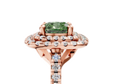 Rose gold Double Halo Fancy Green Cushion  Diamond Pave Band with Four-Prong Setting_48