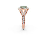 Rose gold Double Halo Fancy Green Emerald -Shaped Split Shank Diamond Ring with Prong Setting_17