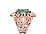 Rose gold Double Halo Fancy Green Emerald -Shaped Split Shank Diamond Ring with Prong Setting_20
