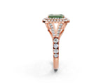 Rose gold Double Halo Fancy Green Emerald Cut Diamond Split Shank Engagement Ring with Four-Prong Setting_5