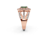 Rose gold Double Halo Fancy Green Emerald Cut Diamond Split Shank Pave Set Ring_5