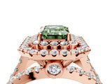 Rose gold Double Halo Fancy Green Emerald Cut Diamond Split Shank Pave Set Ring_7
