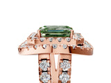 Rose gold Double Halo Fancy Green Emerald Cut Diamond Split Shank Prong Setting Ring_5