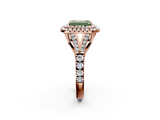 Rose gold Double Halo Fancy Green Emerald  Cut Diamond Split Shank Ring with Four Prong Setting_22