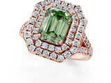 Rose gold Double Halo Fancy Green Emerald  Cut Pave Split Shank Prong Set Ring_16