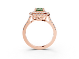 Rose gold Double Halo Fancy Green Emerald  Diamond Pave Band with Four-Prong Setting_51