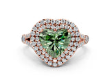Rose gold Double Halo Fancy Green Heart -Shaped Split Shank Diamond Ring with Prong Setting_15