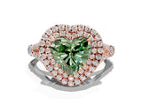Rose gold Double Halo Fancy Green Heart Cut Diamond Split Shank Engagement Ring with Four-Prong Setting_3