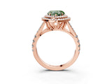 Rose gold Double Halo Fancy Green Heart Cut Diamond Split Shank Engagement Ring with Four-Prong Setting_6