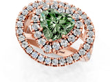 Rose gold Double Halo Fancy Green Heart Cut Diamond Split Shank Prong Setting Ring_1