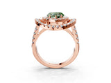 Rose gold Double Halo Fancy Green Heart Cut Diamond Split Shank Prong Setting Ring_3
