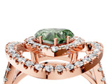 Rose gold Double Halo Fancy Green Heart Cut Diamond Split Shank Prong Setting Ring_4