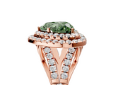 Rose gold Double Halo Fancy Green Heart  Cut Diamond Split Shank Ring with Four Prong Setting_5
