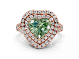 Rose gold Double Halo Fancy Green Heart  Cut Pave Split Shank Prong Set Ring_15