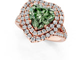 Rose gold Double Halo Fancy Green Heart  Cut Pave Split Shank Prong Set Ring_16