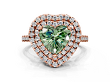Rose gold Double Halo Fancy Green Heart  Diamond Pave Band with Four-Prong Setting_17