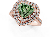 Rose gold Double Halo Fancy Green Heart  Diamond Pave Band with Four-Prong Setting_18